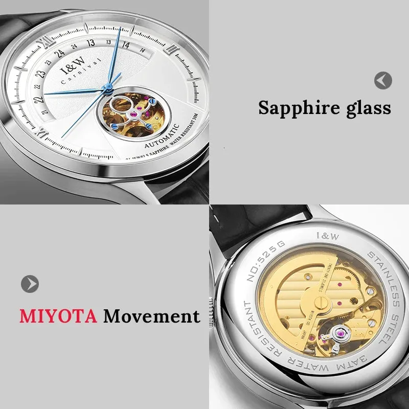 2022 Fashion Tourbillon Mechanical Watch Men Switzerland  MIYOTA Watch Automatic Sapphire Glass Waterproof Italy Cowhide Band