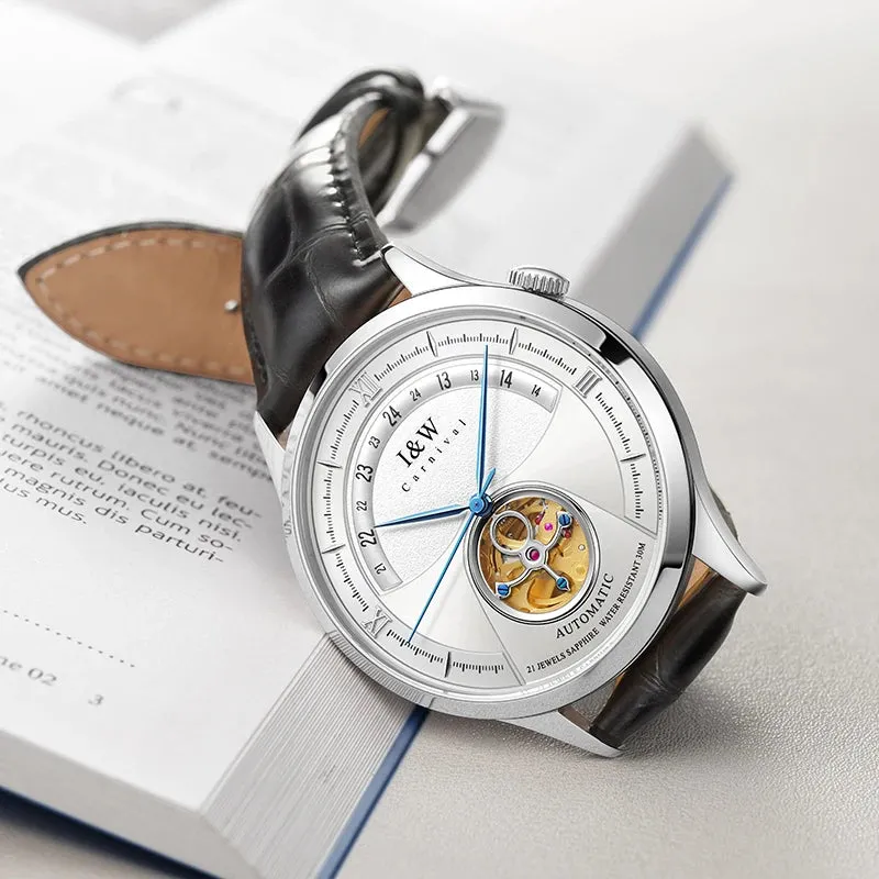 2022 Fashion Tourbillon Mechanical Watch Men Switzerland  MIYOTA Watch Automatic Sapphire Glass Waterproof Italy Cowhide Band