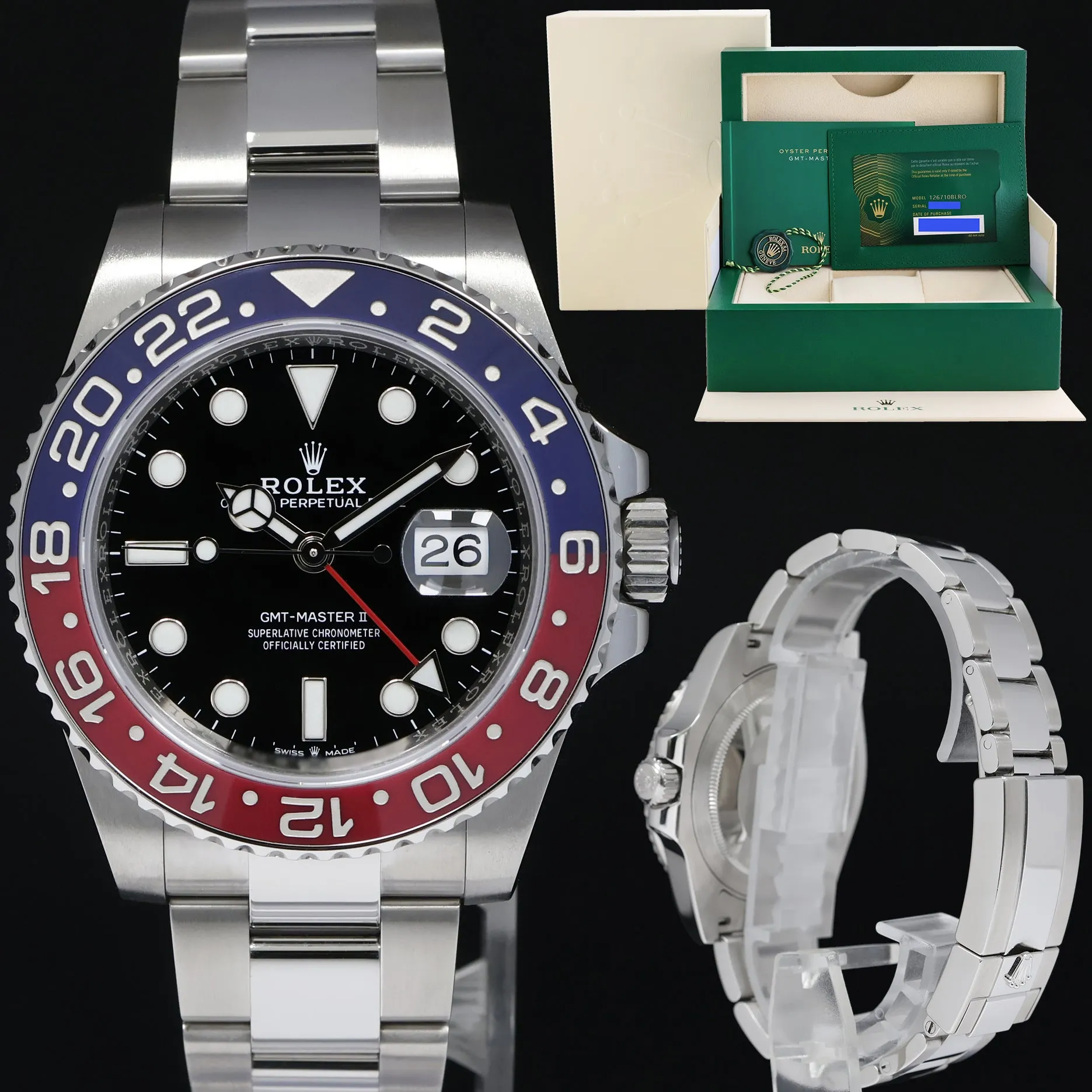 2022 NEW PAPERS Rolex 126710 BLRO GMT Master PEPSI Blue Ceramic Oyster Watch Box