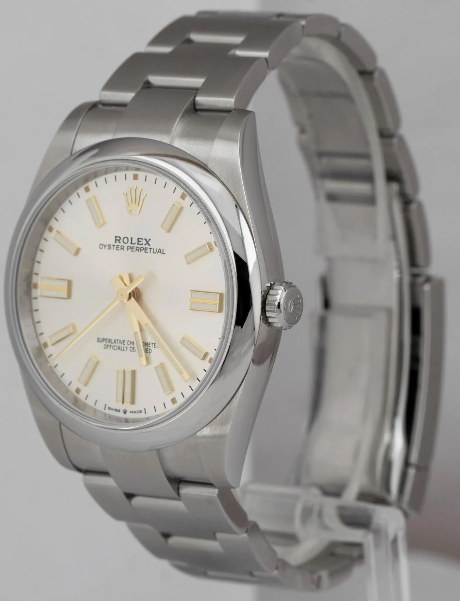2022 PAPERS Rolex Oyster Perpetual SILVER GOLD Stainless 41mm Watch 124300 B P