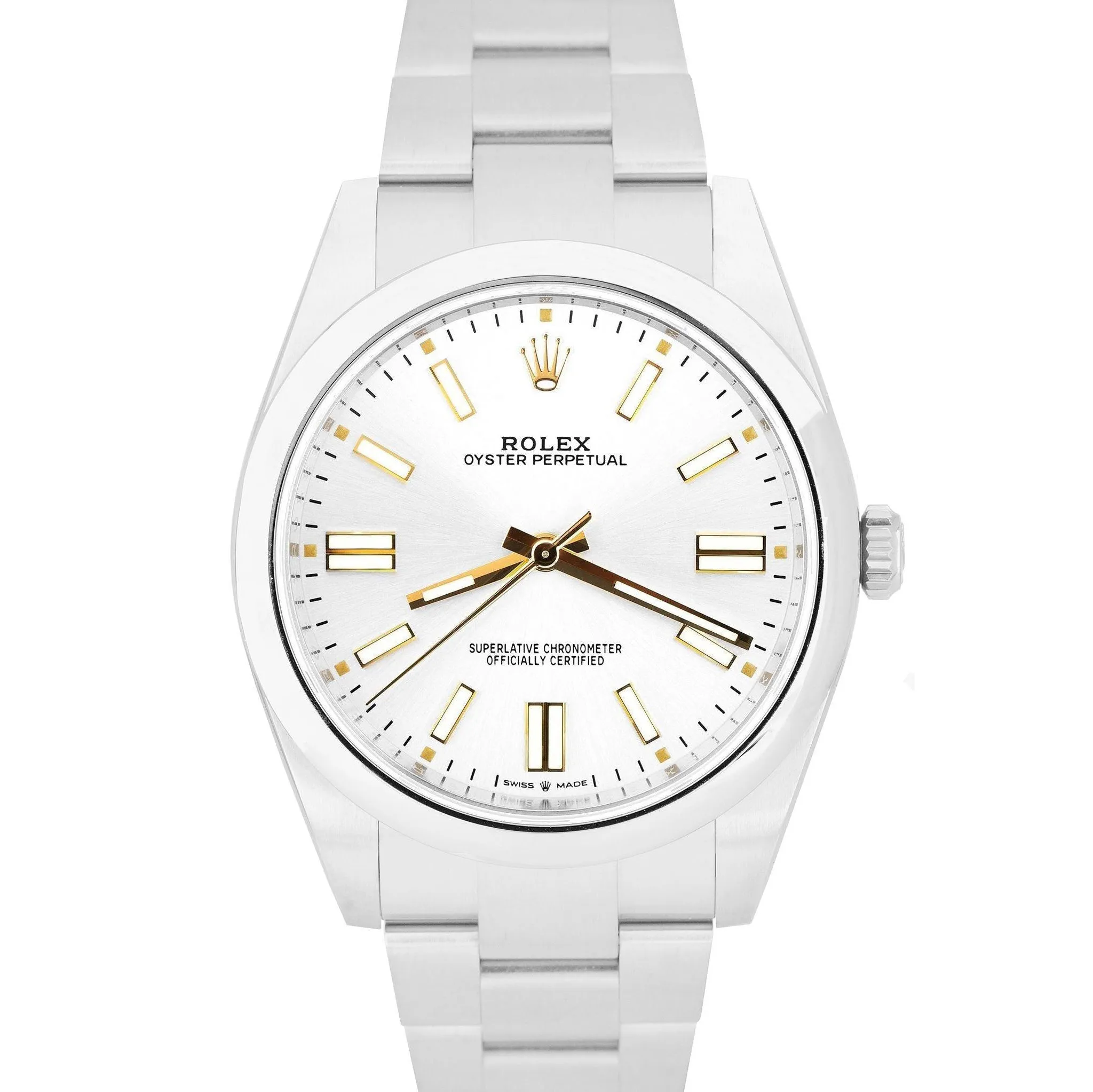 2022 PAPERS Rolex Oyster Perpetual SILVER GOLD Stainless 41mm Watch 124300 B P