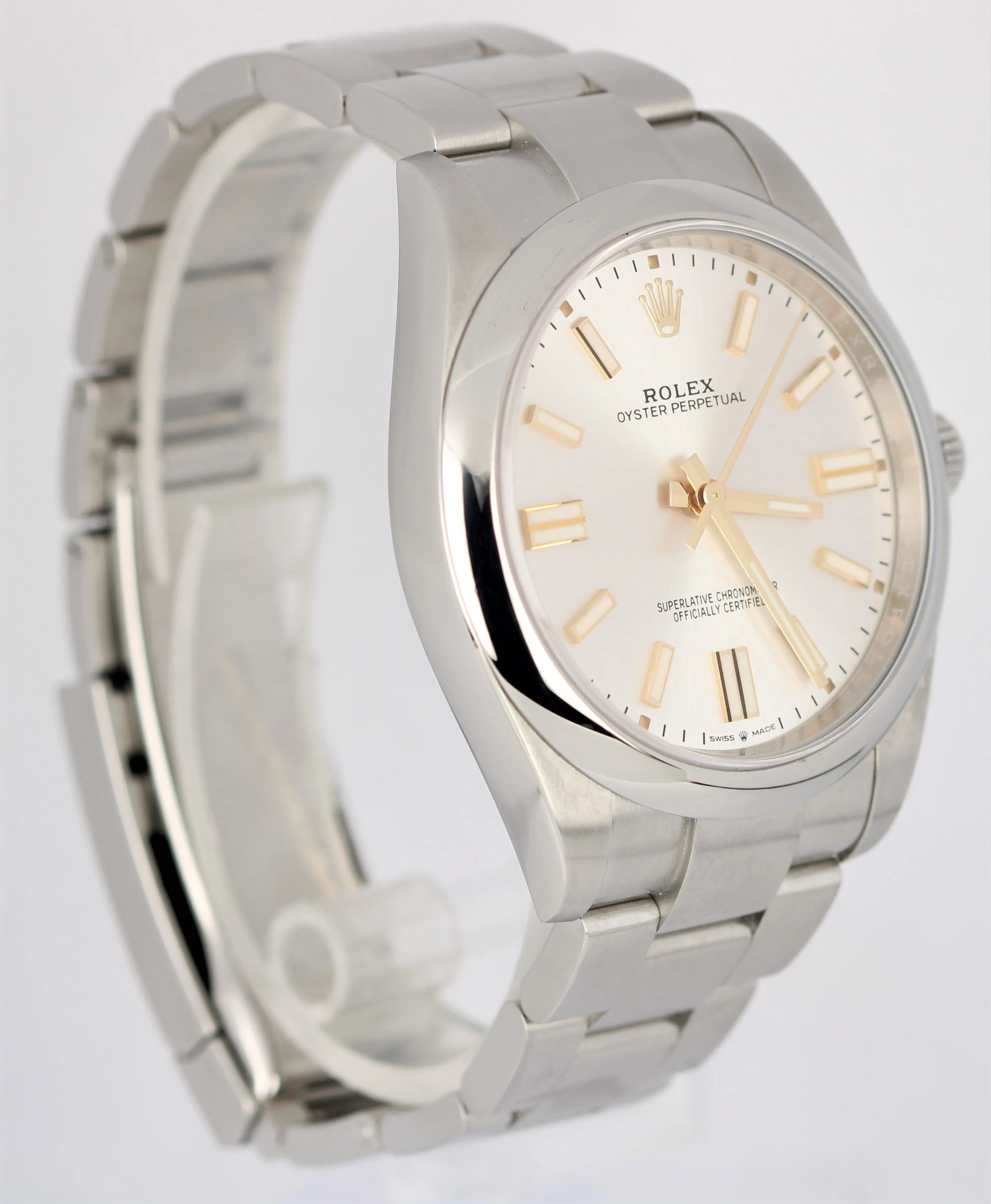 2022 PAPERS Rolex Oyster Perpetual SILVER GOLD Stainless 41mm Watch 124300 B P