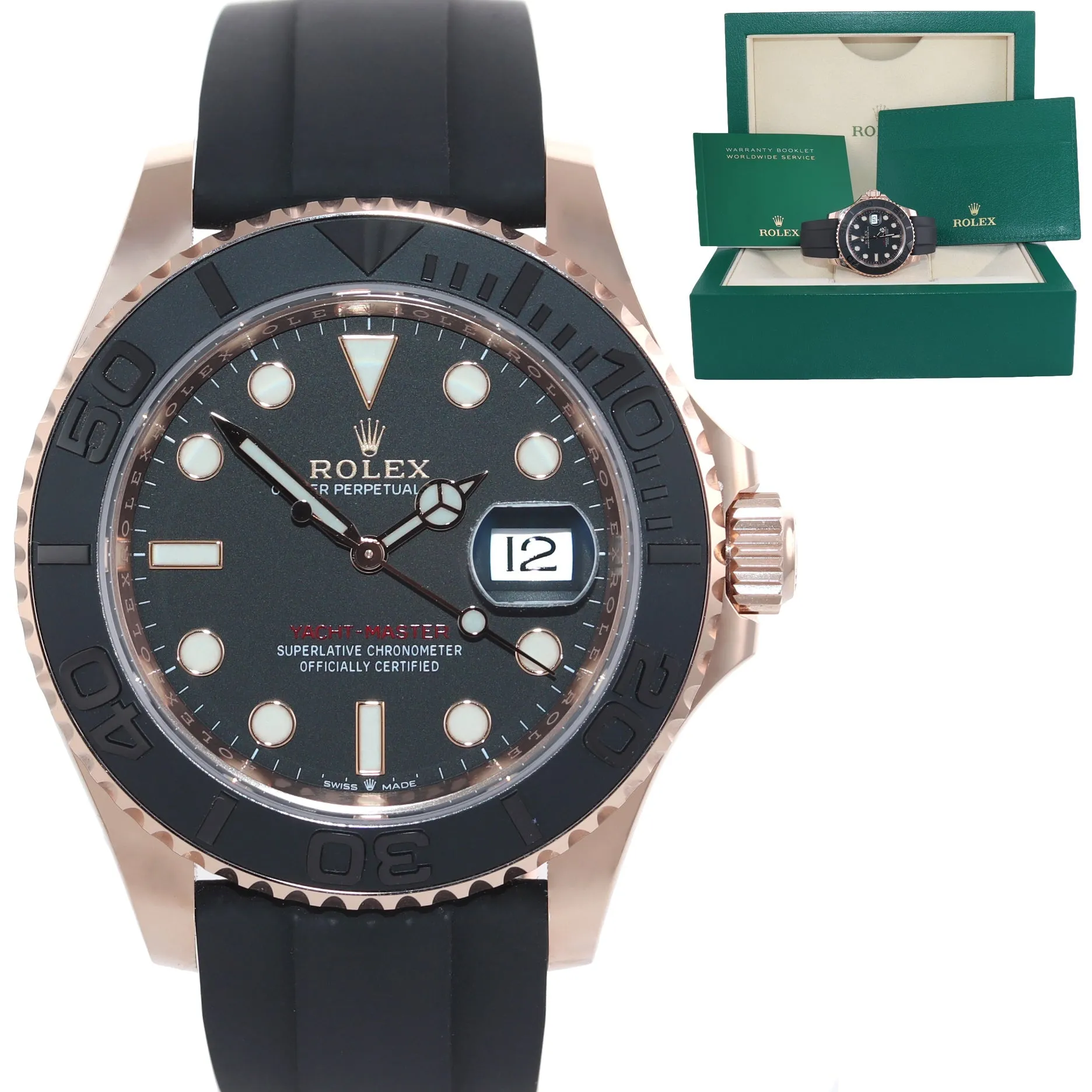 2022 Rolex Yacht-Master 126655 18k Everose  Gold 40mm Oysterflex Watch Box