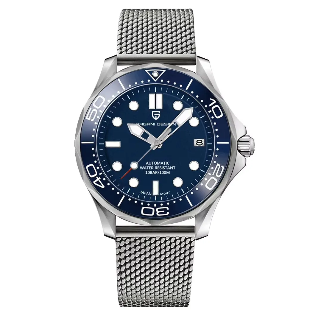 2023 New Mesh Belt 007 Retro Men Automatic Watches NH35 Men Mechanical Wristwatch Curved Sapphire Glass Top Brand