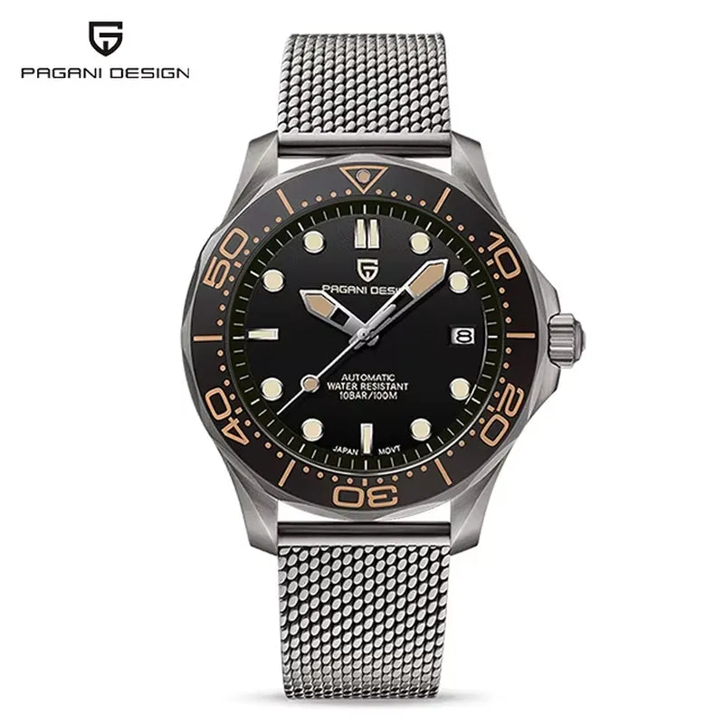 2023 New Mesh Belt 007 Retro Men Automatic Watches NH35 Men Mechanical Wristwatch Curved Sapphire Glass Top Brand