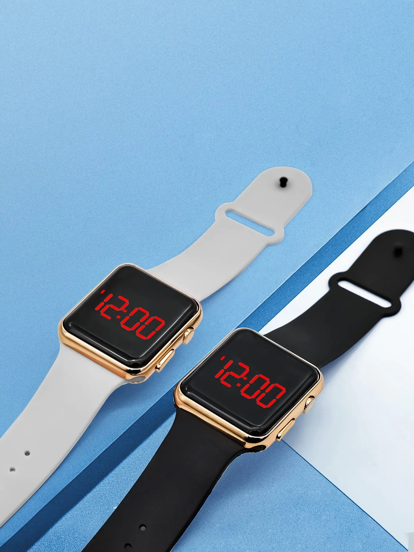 2pcs Square Electronic Watch Set - Multicolor