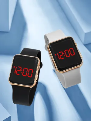 2pcs Square Electronic Watch Set - Multicolor