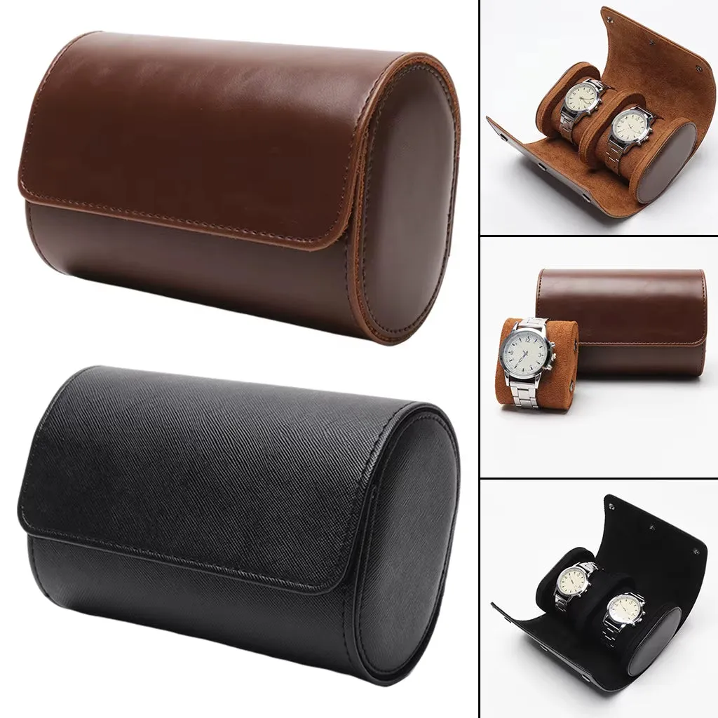 3 Slots Watch Box PU Leather Watch Roll Case Chic Display Travel Wrist Jewelry Storage Organizer Pouch Detachable Bracket Holder