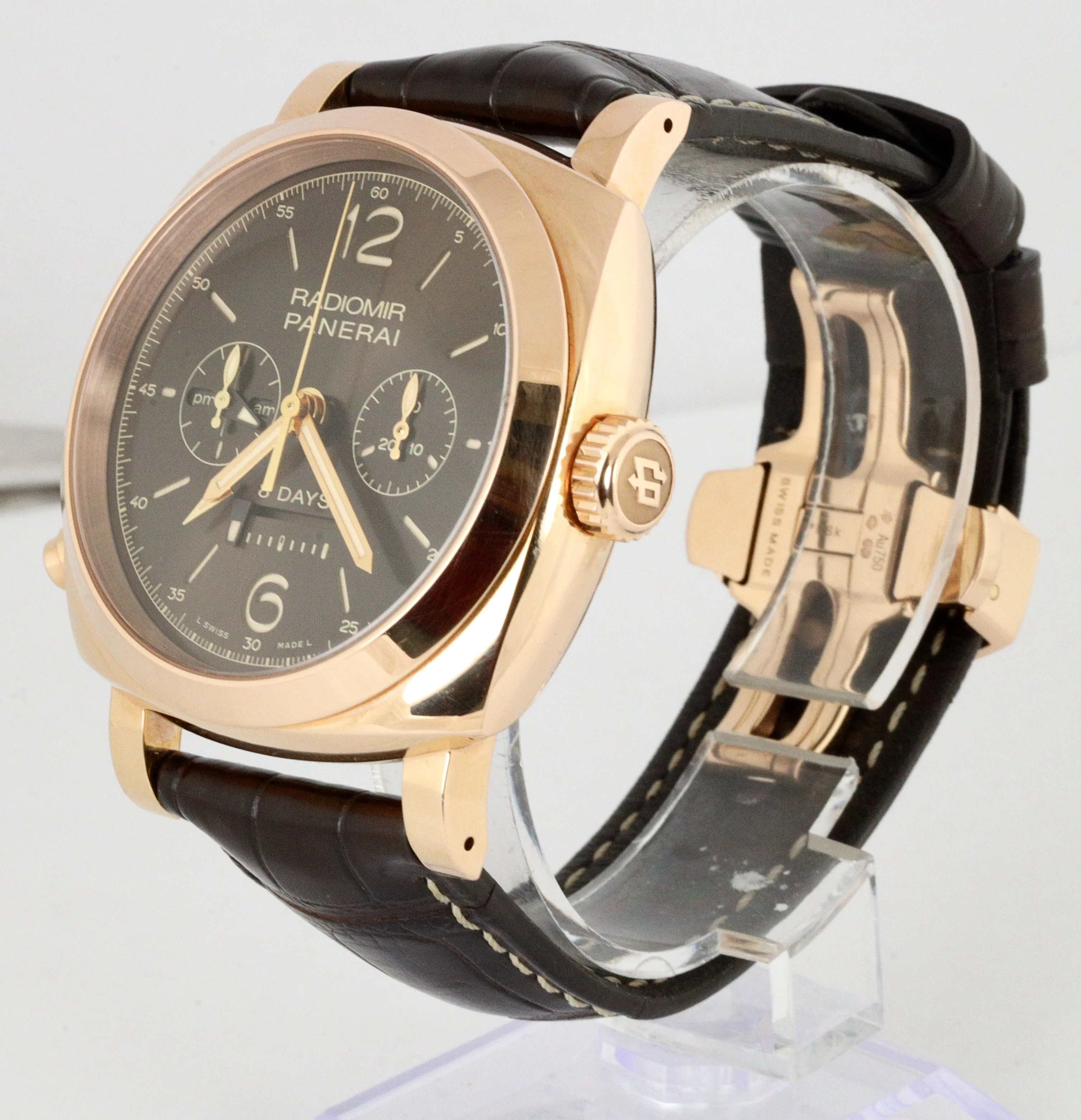300 MADE Panerai PAM 502 Radiomir GMT 8-Day 18K Rose Gold Brown PAM00502 Watch
