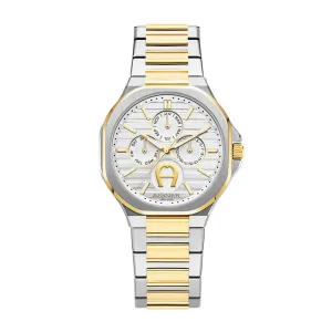 Aigner Fermo Gents White Dial Gold/Silver Stainless Steel Watch