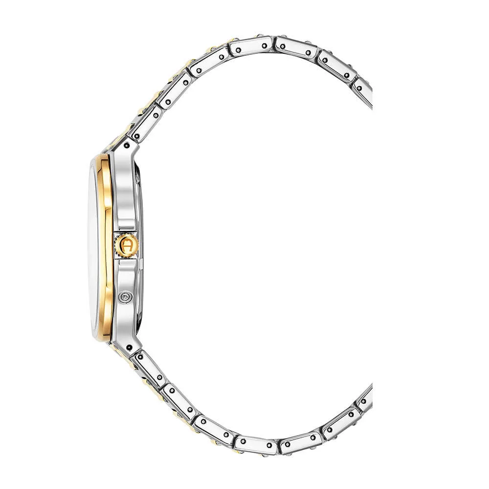 Aigner Fermo Gents White Dial Gold/Silver Stainless Steel Watch