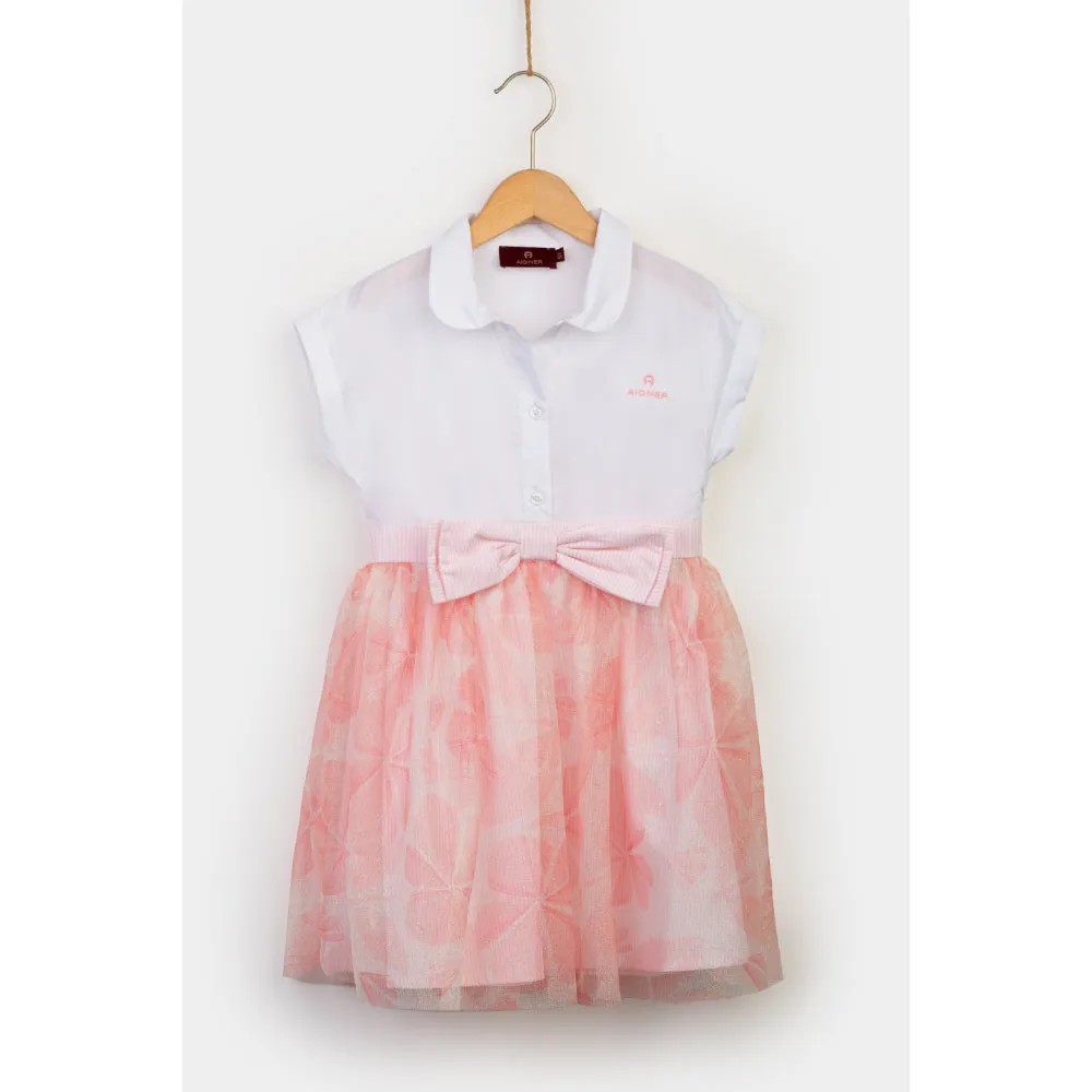 Aigner Kids Girl's White Bow Cotton Dress