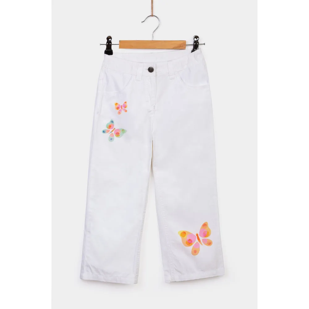 Aigner Kids Girl's White T-Shirt & Trousers Set