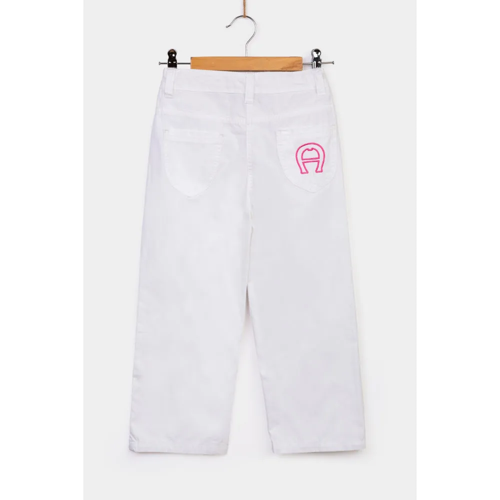 Aigner Kids Girl's White T-Shirt & Trousers Set