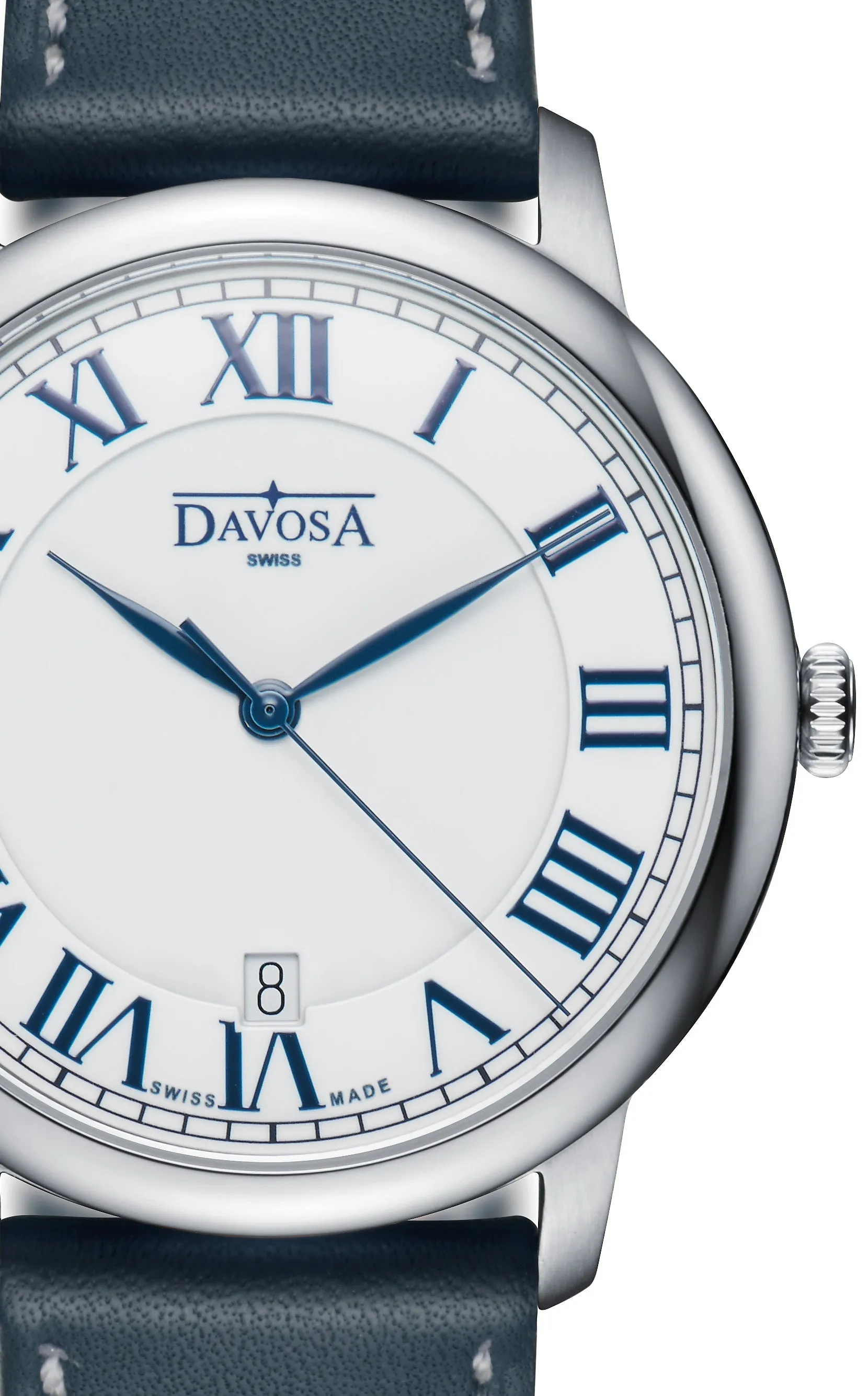 Amaranto Quartz Swiss-Made White Blue Executive Watch 16248022