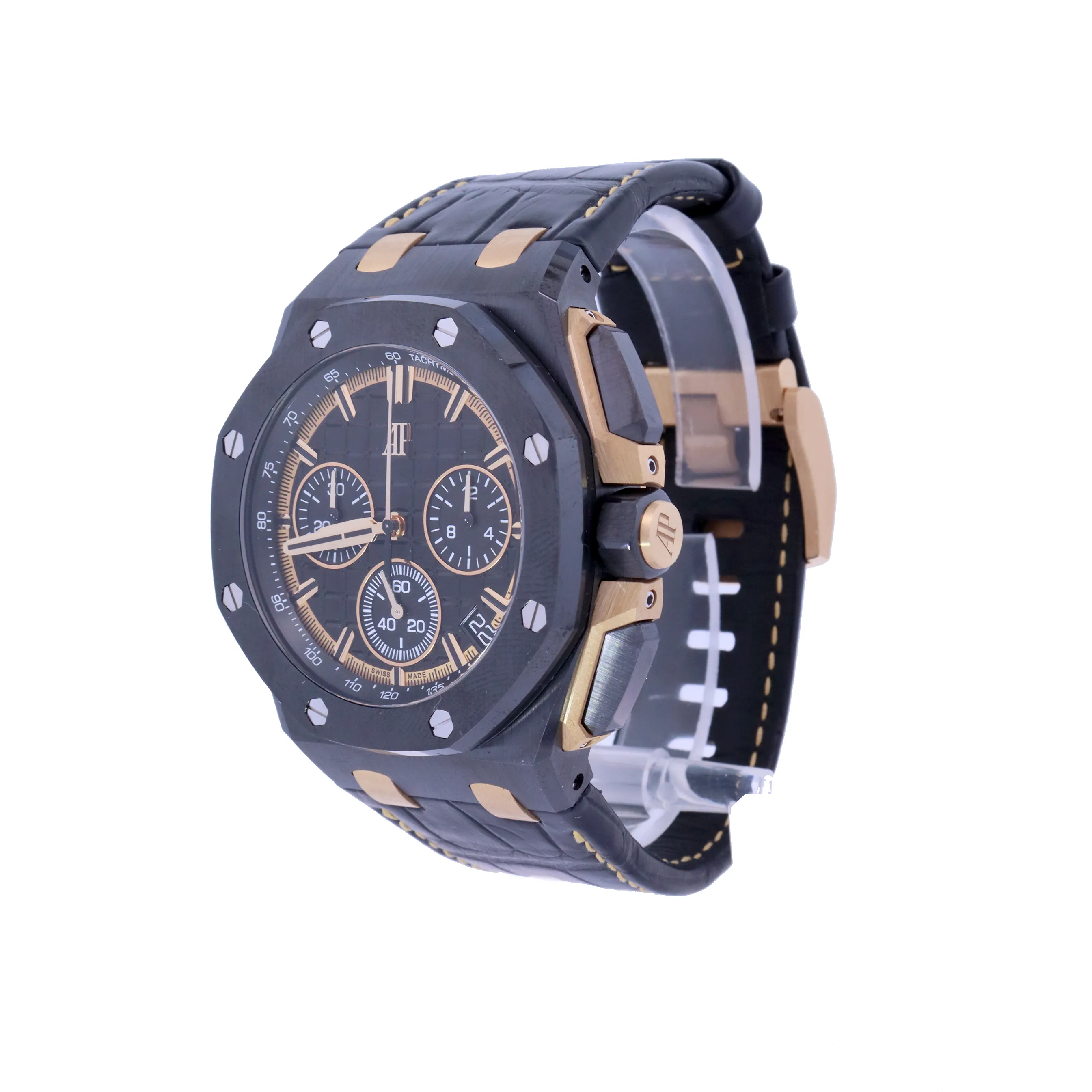 Audemars Piguet Royal Oak Offshore Black Ceramic & Yellow Gold 43mm Black Chronograph Dial Watch | Ref# 26420CE.OO.A127CR.01