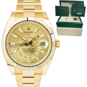 AUGUST 2021 Rolex Sky-Dweller 18K Yellow Gold 42mm Champagne Stick Watch 326938