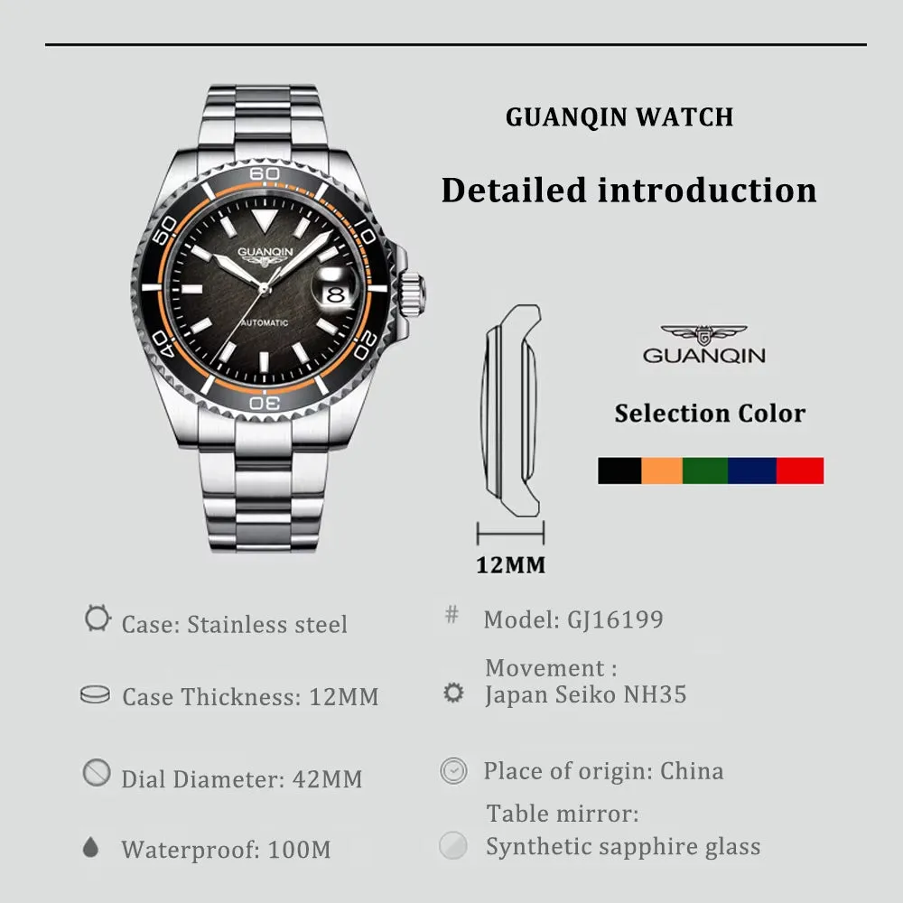 Automatic Mechanical Watch NH35A Men'S Watch Sapphire Fashion Sports Watch Stainless Steel Waterproof Luminous 2022 New