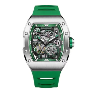 Automatic Mechanical Watches for Men Luxury Luminous Waterproof Tonneau Wristwatch Rubber Strap Relogio Masculino 2024