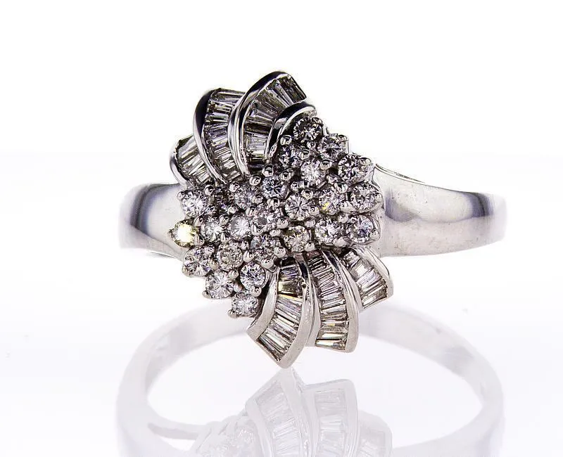 Beautiful Estate Ring 3.50CT Natural Round Diamonds Certified 14k White Gold