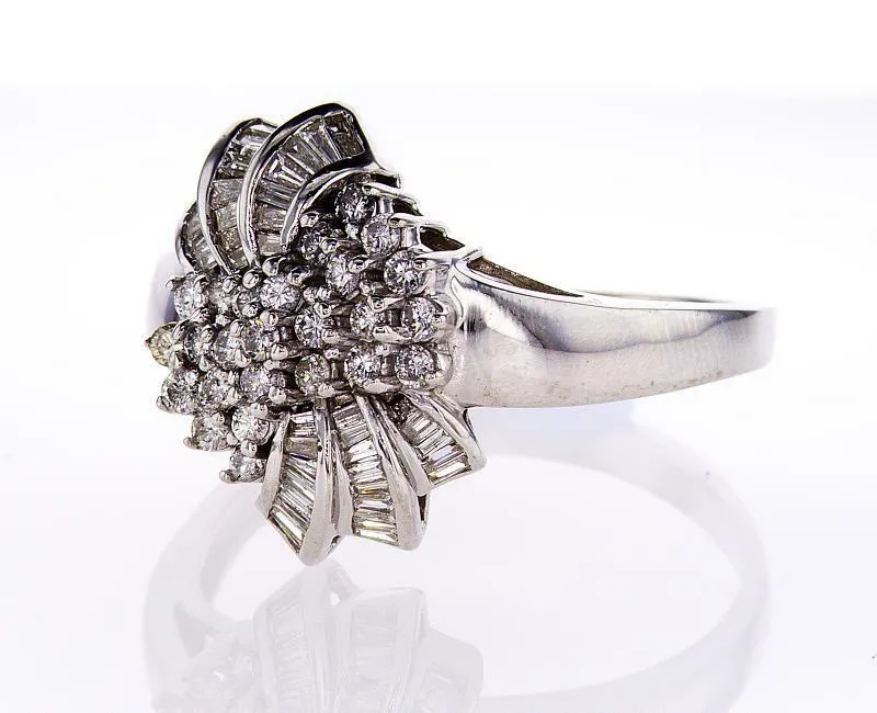 Beautiful Estate Ring 3.50CT Natural Round Diamonds Certified 14k White Gold