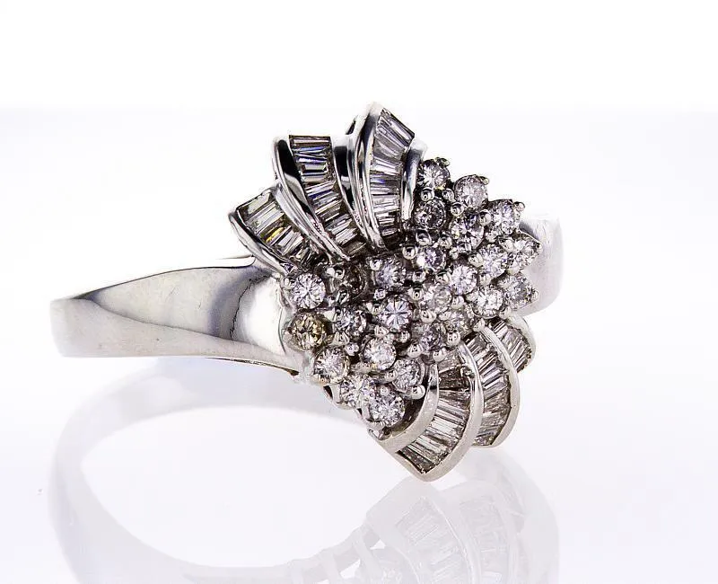 Beautiful Estate Ring 3.50CT Natural Round Diamonds Certified 14k White Gold
