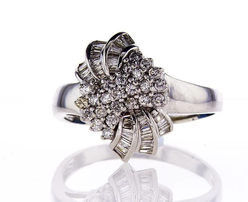 Beautiful Estate Ring 3.50CT Natural Round Diamonds Certified 14k White Gold