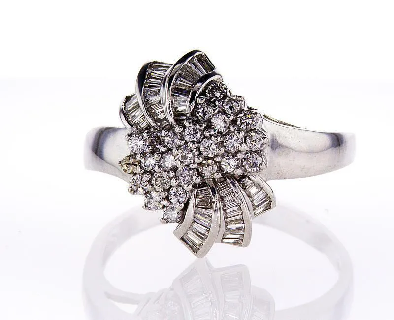 Beautiful Estate Ring 3.50CT Natural Round Diamonds Certified 14k White Gold