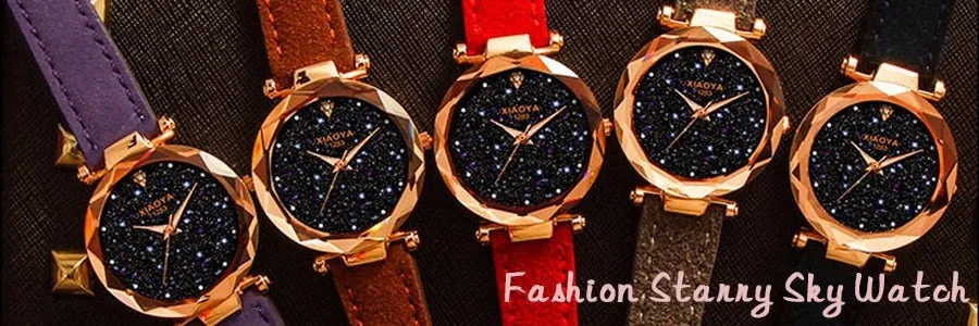 Bebe Kloss Luxury Starry Sky Romantic Leather Rhinestone Designer Ladies Wrist Watch