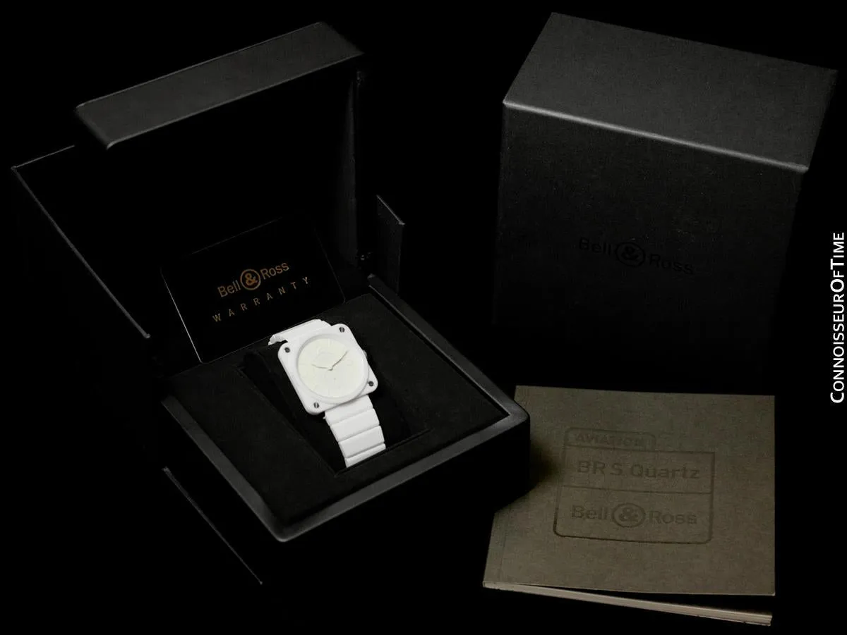 Bell & Ross BRS Phantom Ceramic White Ladies Large Aviator's Watch - BRS-98-PWC