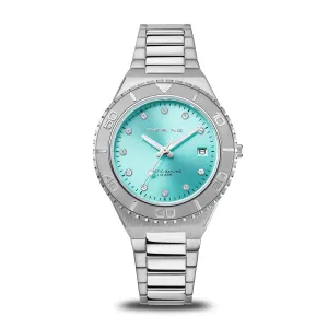BERING Classic Polished/Brushed Gold 36mm Aqua Dial Women's Watch 18936-707