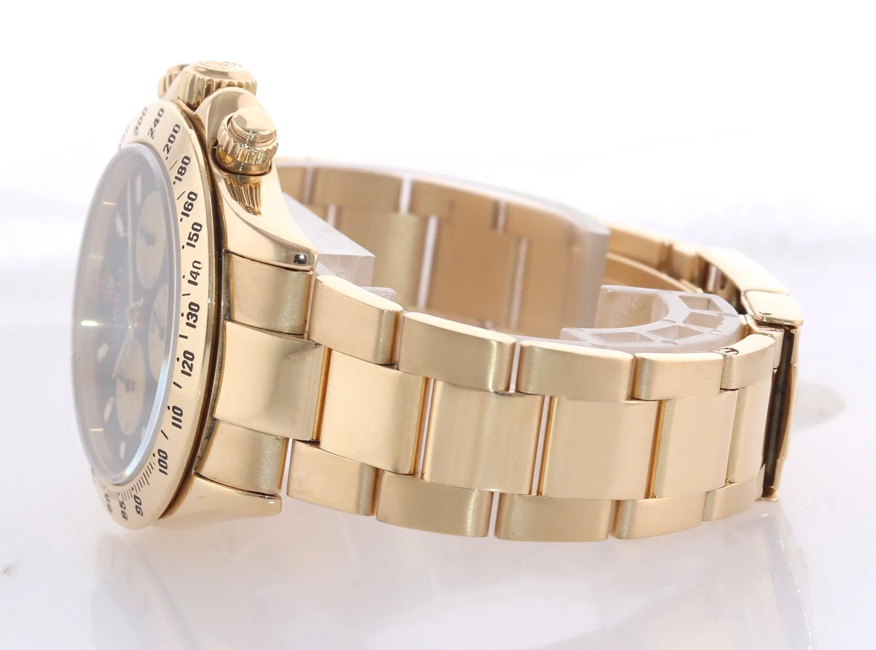 BOX & PAPERS Rolex Daytona 116528 Paul Newman Black Chrono Yellow Gold Watch