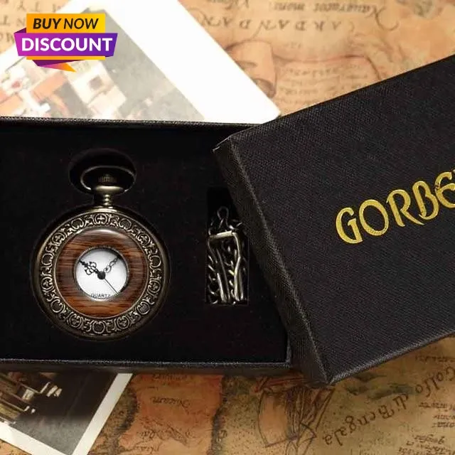 Box Package Solid Wood Mechanical Pocket Watch FOB Chain Locket Dial Hollow Steampunk Skeleton Men Women Mens Male Clock Watches