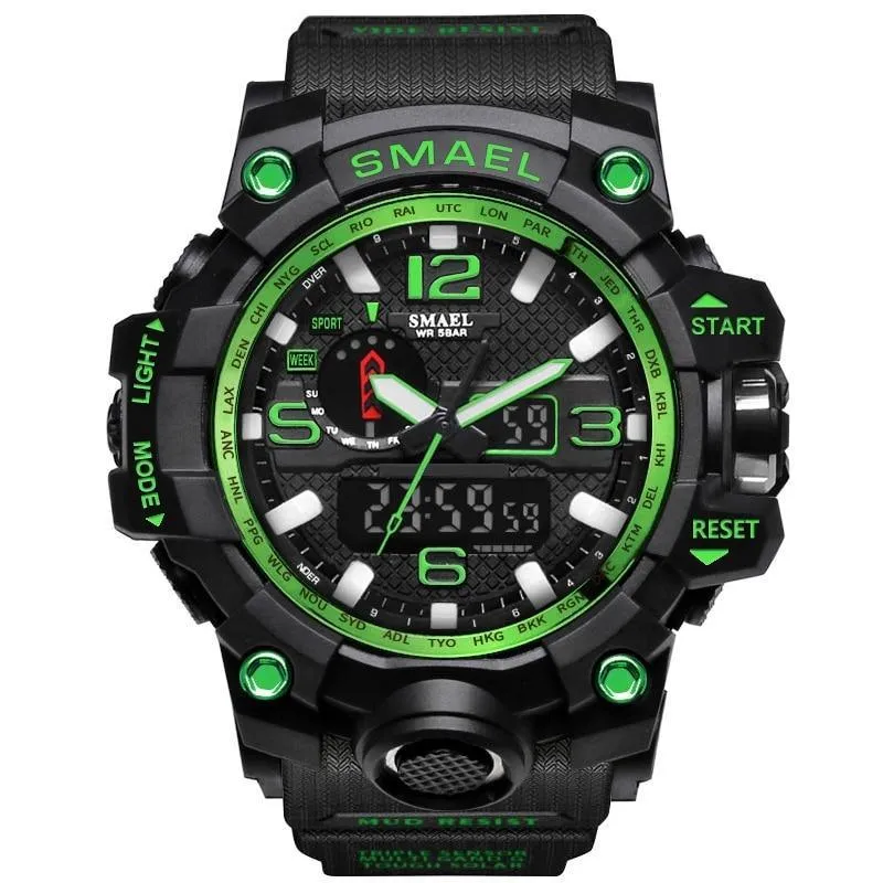 Brand Luxury Military Sports Men Quartz Analog LED Digital Watches For Man Waterproof 50M Dual Display Wristwatches