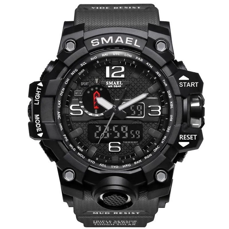 Brand Luxury Military Sports Men Quartz Analog LED Digital Watches For Man Waterproof 50M Dual Display Wristwatches