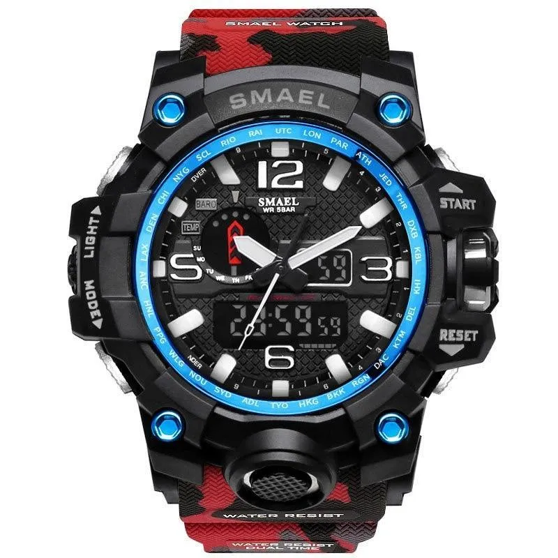 Brand Luxury Military Sports Men Quartz Analog LED Digital Watches For Man Waterproof 50M Dual Display Wristwatches