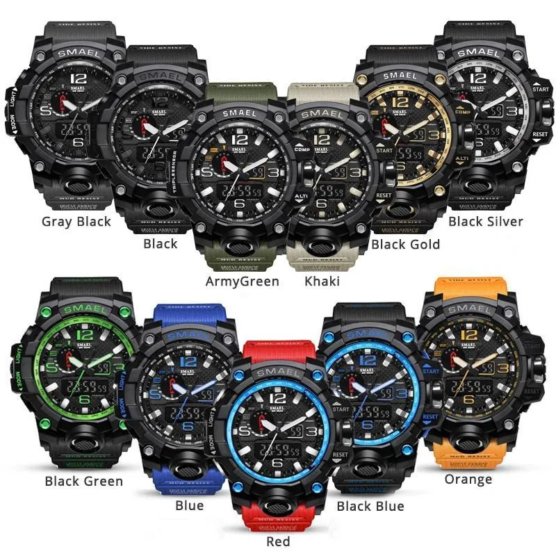 Brand Luxury Military Sports Men Quartz Analog LED Digital Watches For Man Waterproof 50M Dual Display Wristwatches