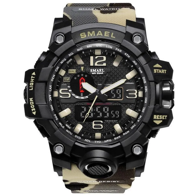 Brand Luxury Military Sports Men Quartz Analog LED Digital Watches For Man Waterproof 50M Dual Display Wristwatches