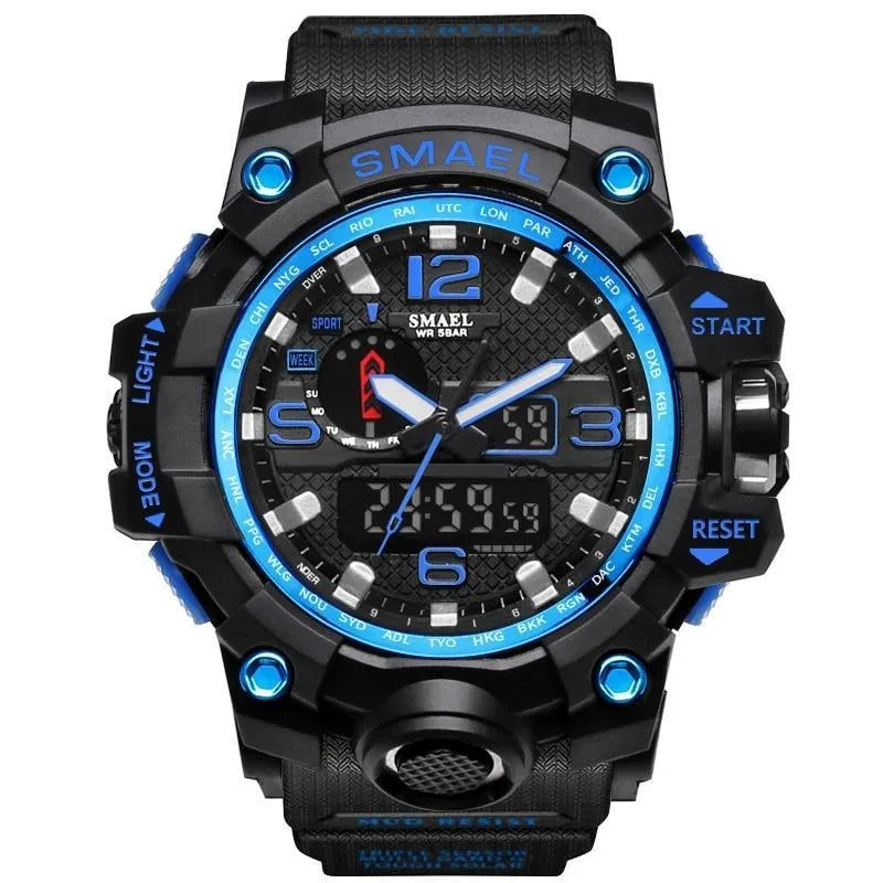 Brand Luxury Military Sports Men Quartz Analog LED Digital Watches For Man Waterproof 50M Dual Display Wristwatches
