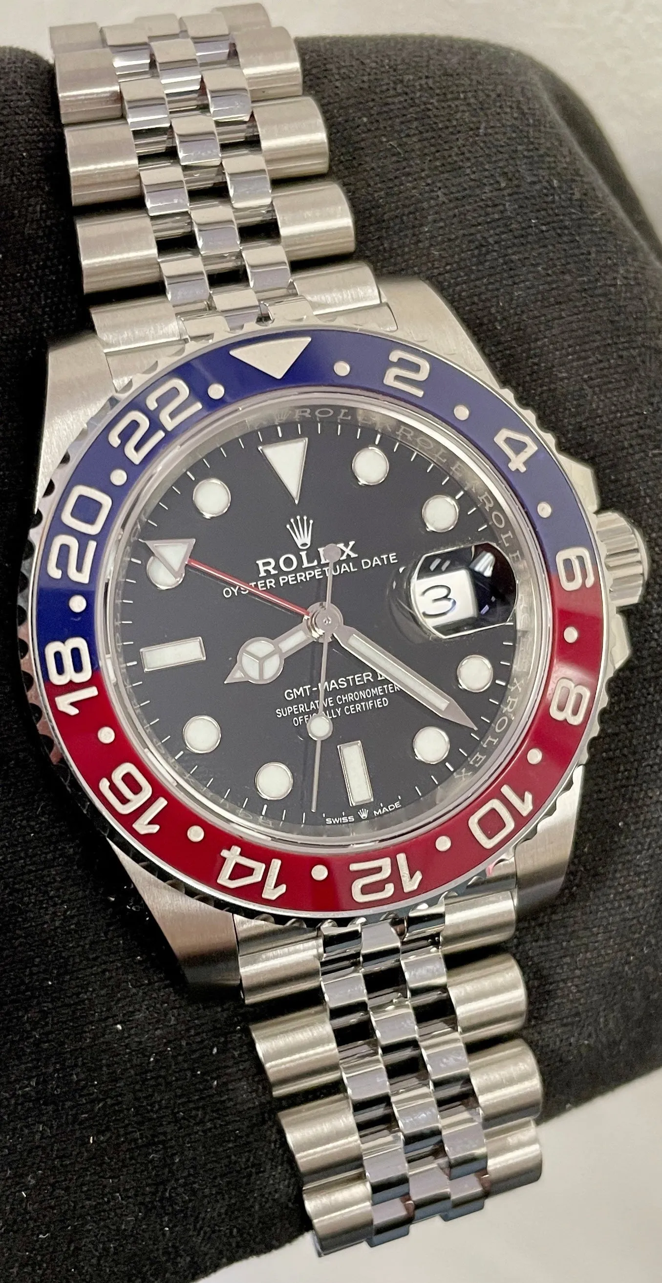 BRAND NEW Rolex GMT-Master II PEPSI Jubilee Blue Red Steel Watch 126710 BLRO B P