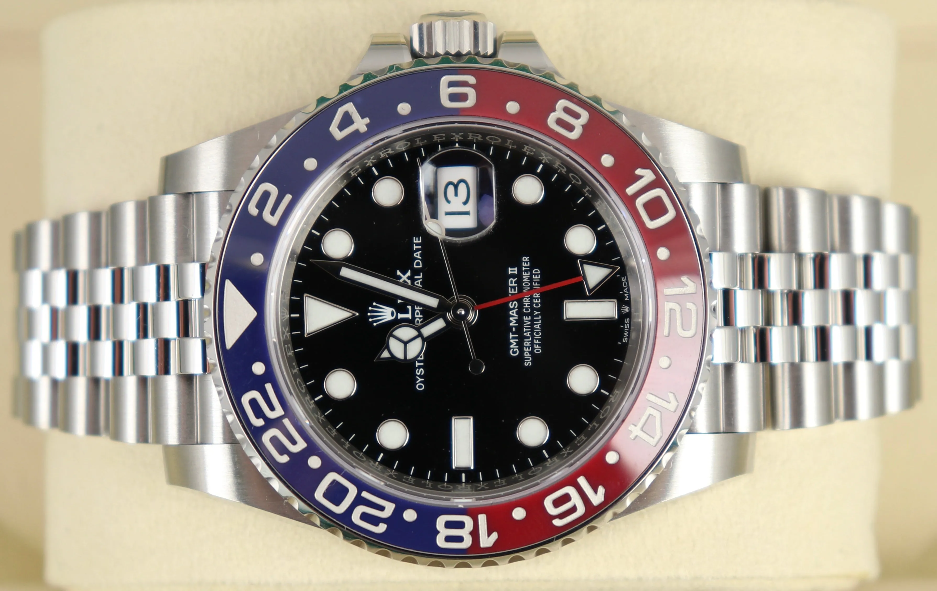 BRAND NEW Rolex GMT-Master II PEPSI Jubilee Blue Red Steel Watch 126710 BLRO B P
