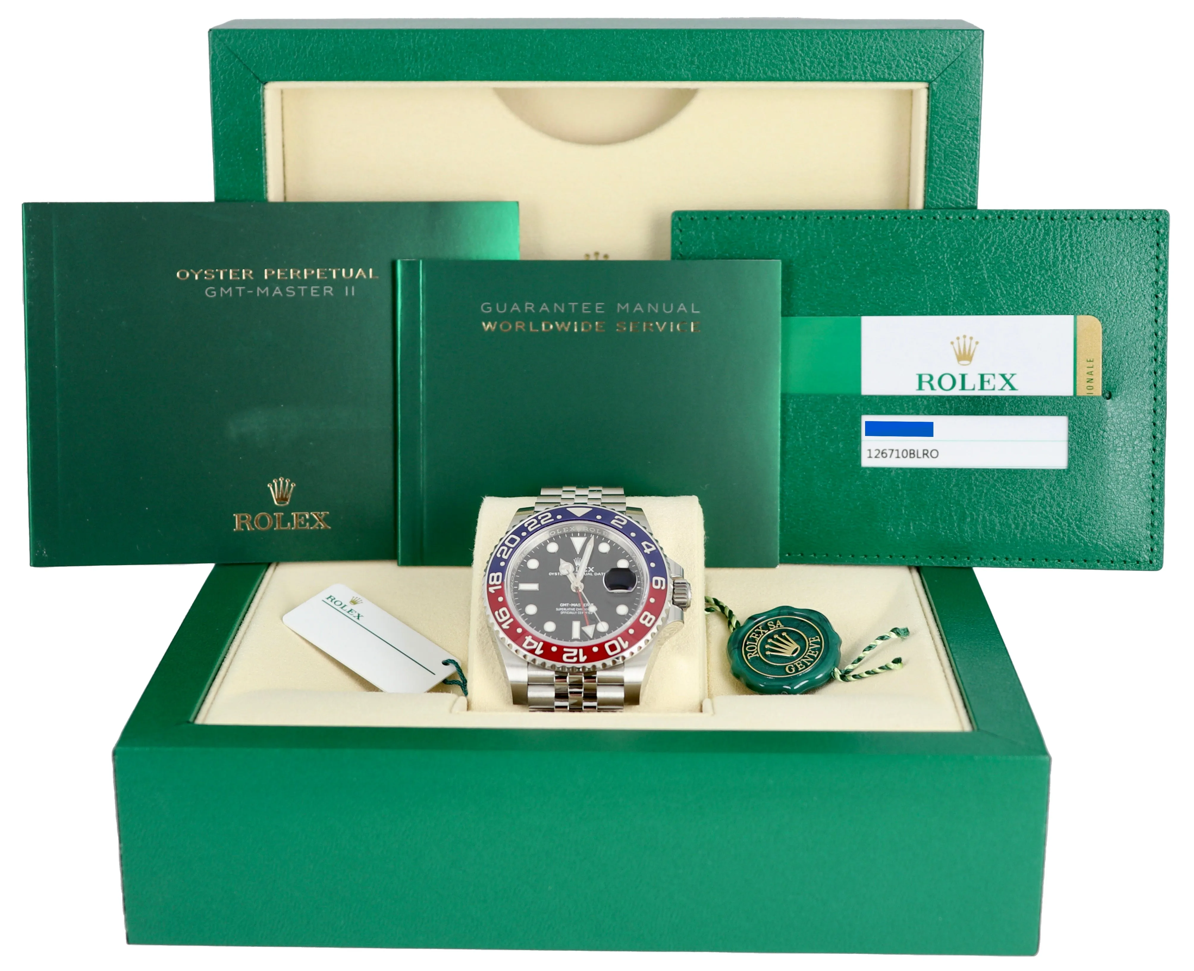 BRAND NEW Rolex GMT-Master II PEPSI Jubilee Blue Red Steel Watch 126710 BLRO B P