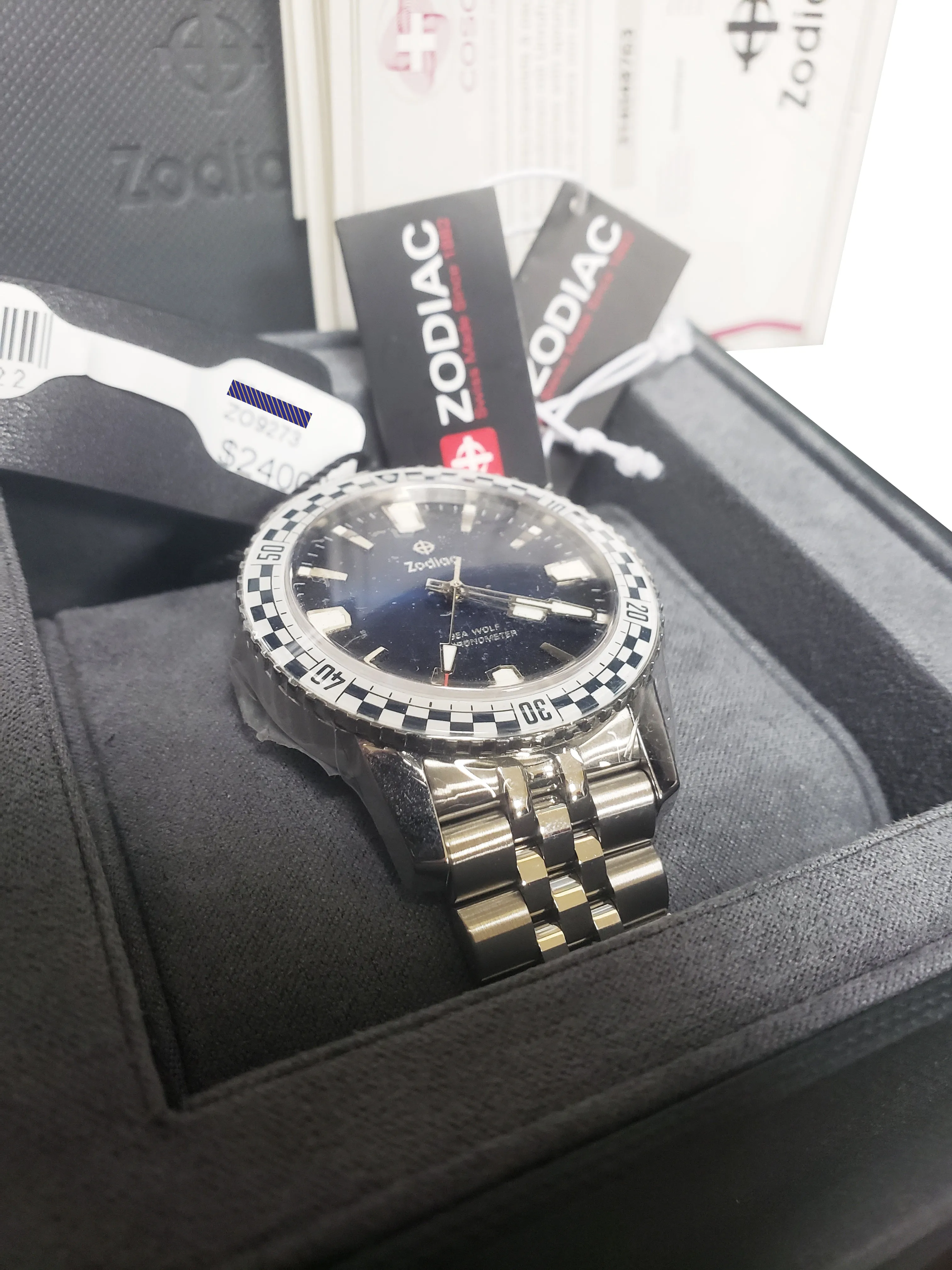 BRAND NEW Zodiac Super Sea Wolf "Blue Rally" Limited 40mm Stainless Watch ZO9273