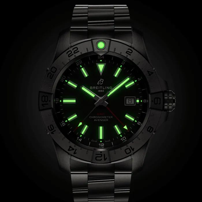 Breitling Avenger Automatic GMT 44mm Watch with Black Dial