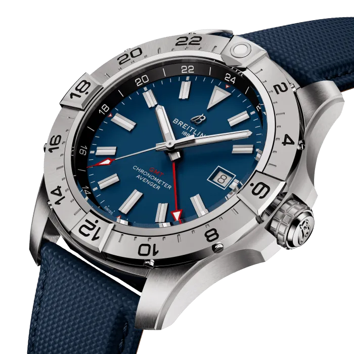 Breitling Avenger Automatic GMT 44mm Watch with Blue Strap