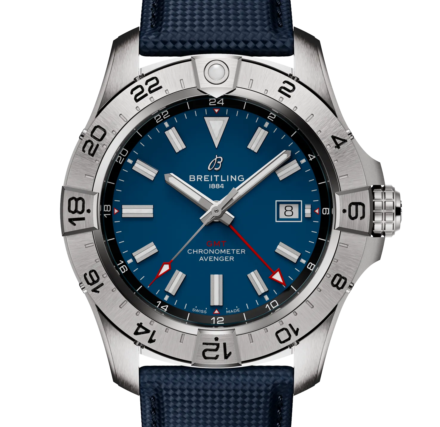 Breitling Avenger Automatic GMT 44mm Watch with Blue Strap