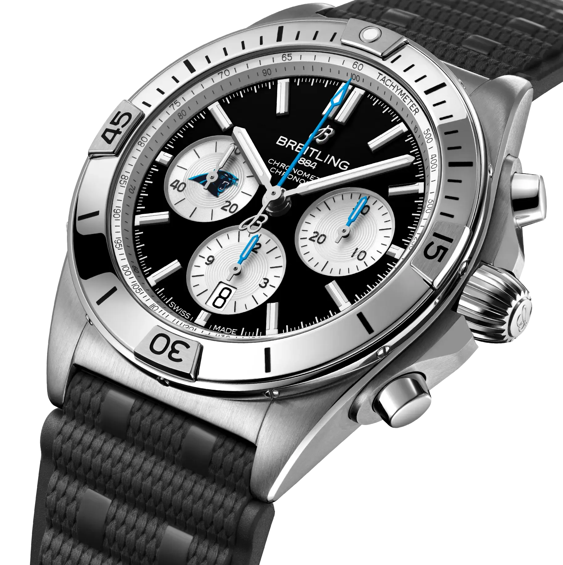 Breitling Chronomat B01 42 NFL Carolina Panthers Edition with Rubber Strap