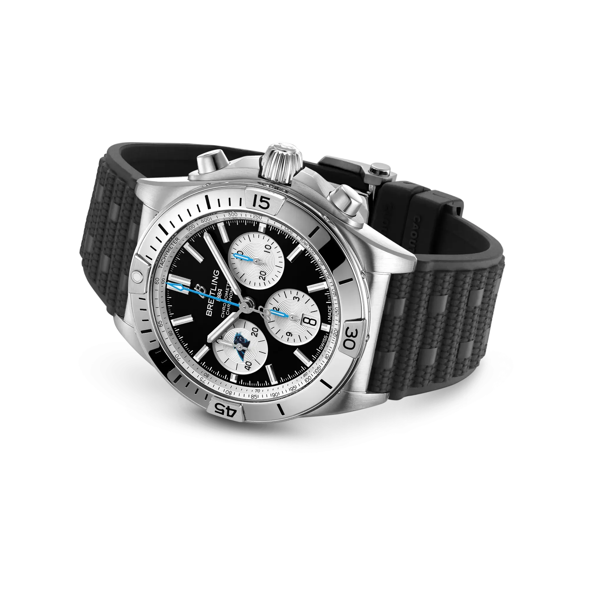 Breitling Chronomat B01 42 NFL Carolina Panthers Edition with Rubber Strap