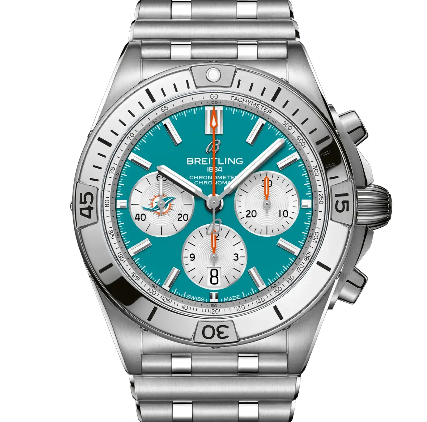 Breitling Chronomat B01 42 NFL Miami Dolphins Edition with Stainless Steel Bracelet
