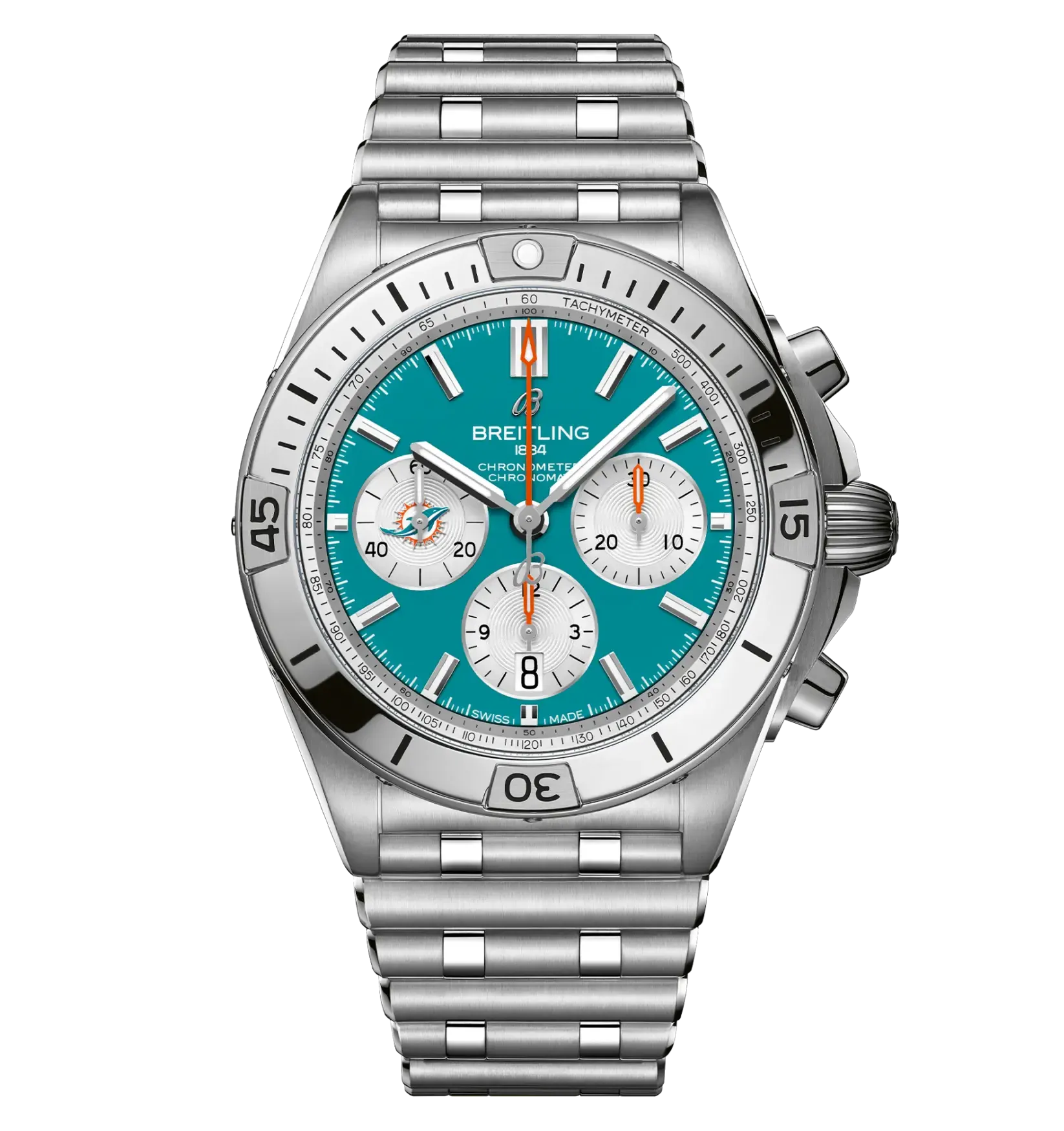 Breitling Chronomat B01 42 NFL Miami Dolphins Edition with Stainless Steel Bracelet